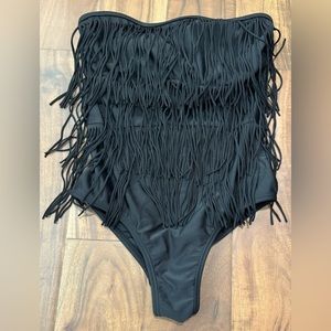 Venus black fringe swimsuit sz 6.